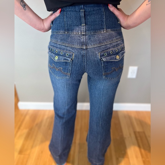 Unique extra high waisted mock jumpsuit style jean - Picture 8 of 8